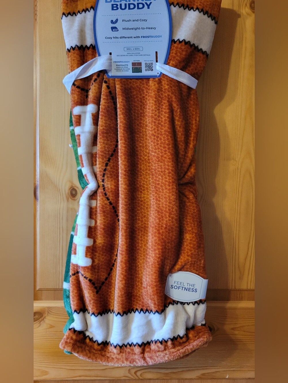 New FrostBuddy Kids Green Plush Blanket Buddy Frost Buddy Football Print